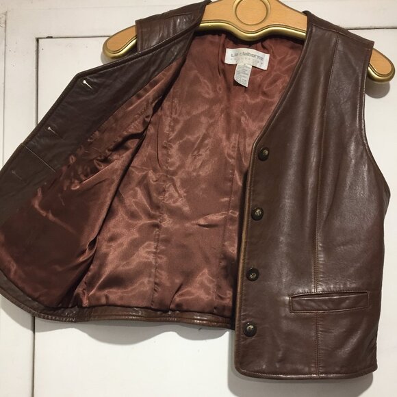 VINTAGE LIZ CLAIBORNE COLLECTION LEATHER VESTS SIZE 6 - Picture 5 of 7